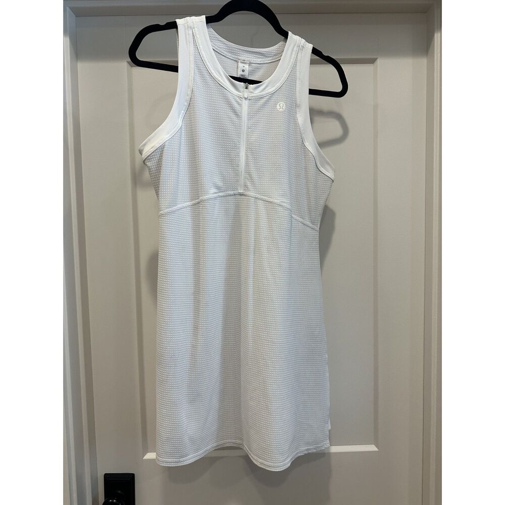 Women's Lululemon Grid Texture Sleeveless Zip Tennis Dress White Size 10 EUC!